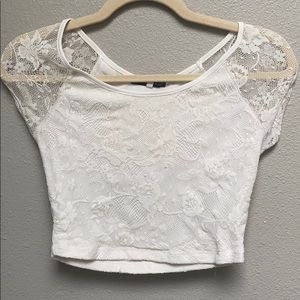 White lace crop top